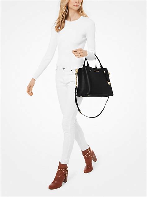 Arielle Large Pebbled Leather Satchel 